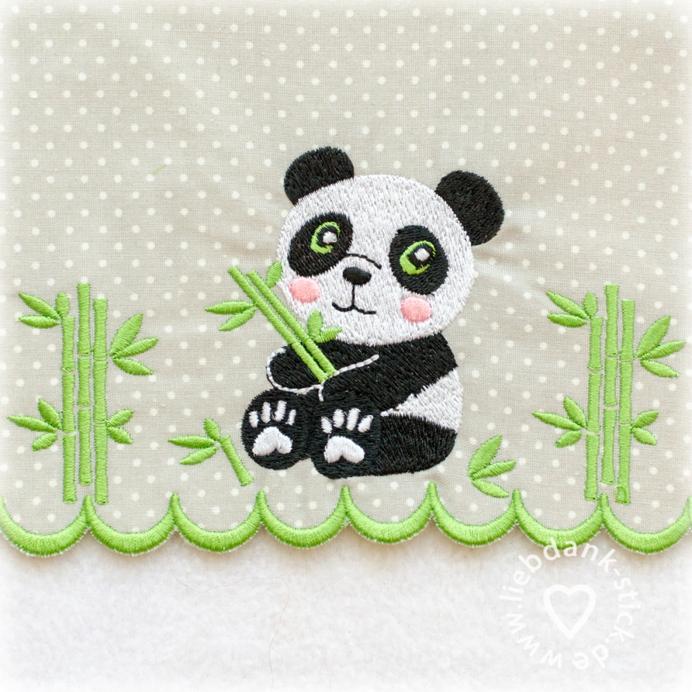 Bild 1 von  Panda im Bambus Festonbortenset + Panda Motiv, Endlosornament, Endlosborte