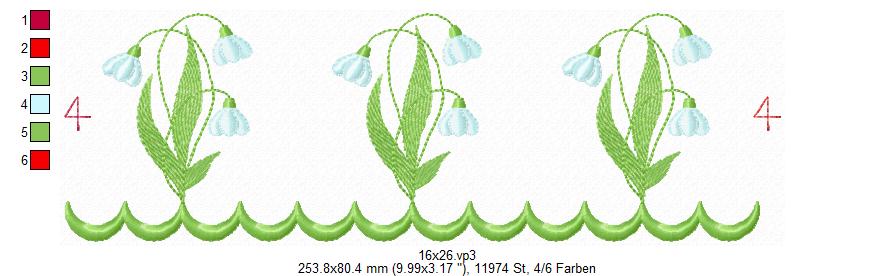 Bild 1 von  Festonborten-Set Schneeglöckchen 10x10 + 13x18 + 16x26 + 20x36, Endlosornament, Endlosborte