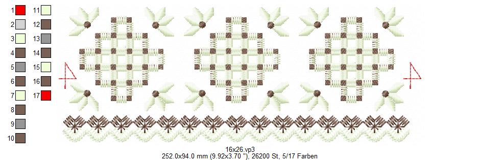 Bild 1 von ITH Hardanger Endlos Ornamenten-Set , Spitzenborten 10x10 + 13x18 + 16x26 + 20x36 Rahmen