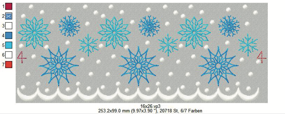 Bild 1 von  Festonbortenset  Schneeflocken 10x10 + 13x18 + 16x26 + 20x36, Endlosornament, Endlosborte