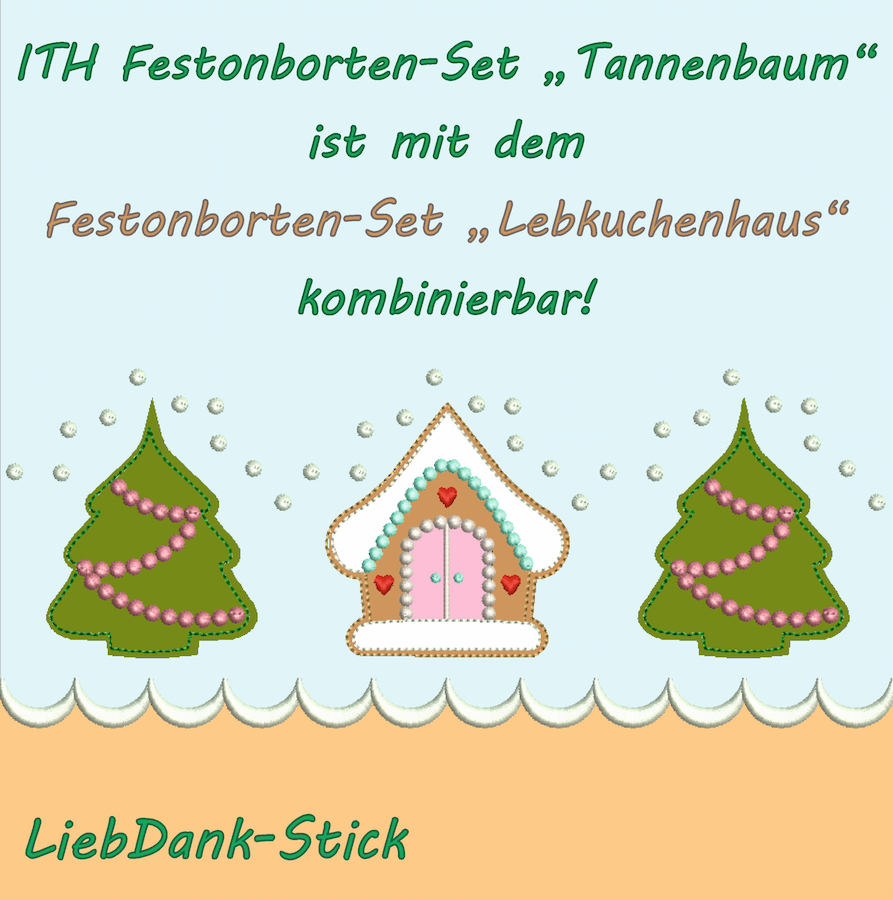 Bild 1 von  Festonbortenset  Tannenbaum 10x10 + 13x18 + 16x26, Endlosornament, Endlosborte