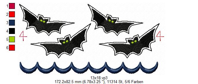 Bild 1 von  Festonbortenset  Fledermäuse 10x10 + 13x18 + 16x26 + 20x36, Endlosornament, Endlosborte
