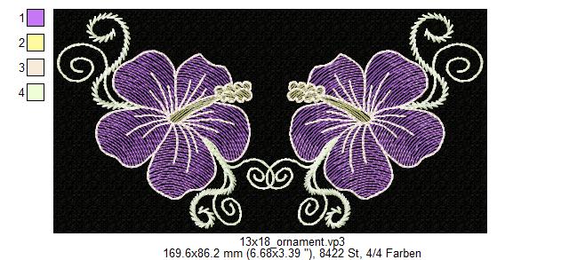 Bild 1 von Stickmuster - Set, Transparente Blumen, Hibiskus (5 Motive) 10x10 + 13x18 Rahmen
