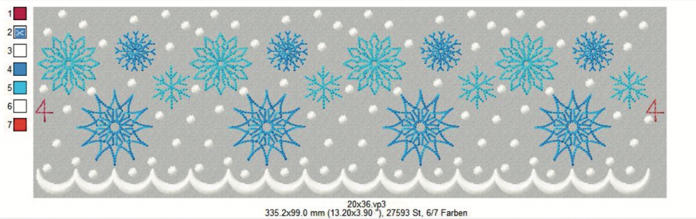 Bild 1 von  Festonbortenset  Schneeflocken 10x10 + 13x18 + 16x26 + 20x36, Endlosornament, Endlosborte