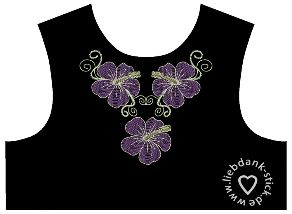 Bild 1 von Stickmuster - Set, Transparente Blumen, Hibiskus (5 Motive) 10x10 + 13x18 Rahmen