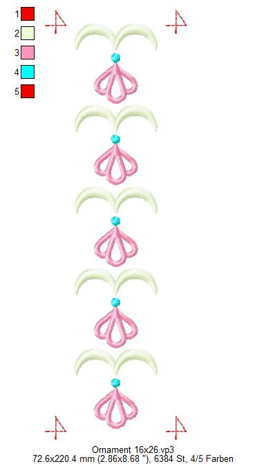 Bild 1 von Endlos Ornament Lea,  Endlos-Stickmusterset 10x10 + 13x18 + 16x26 + 20x36 Rahmen