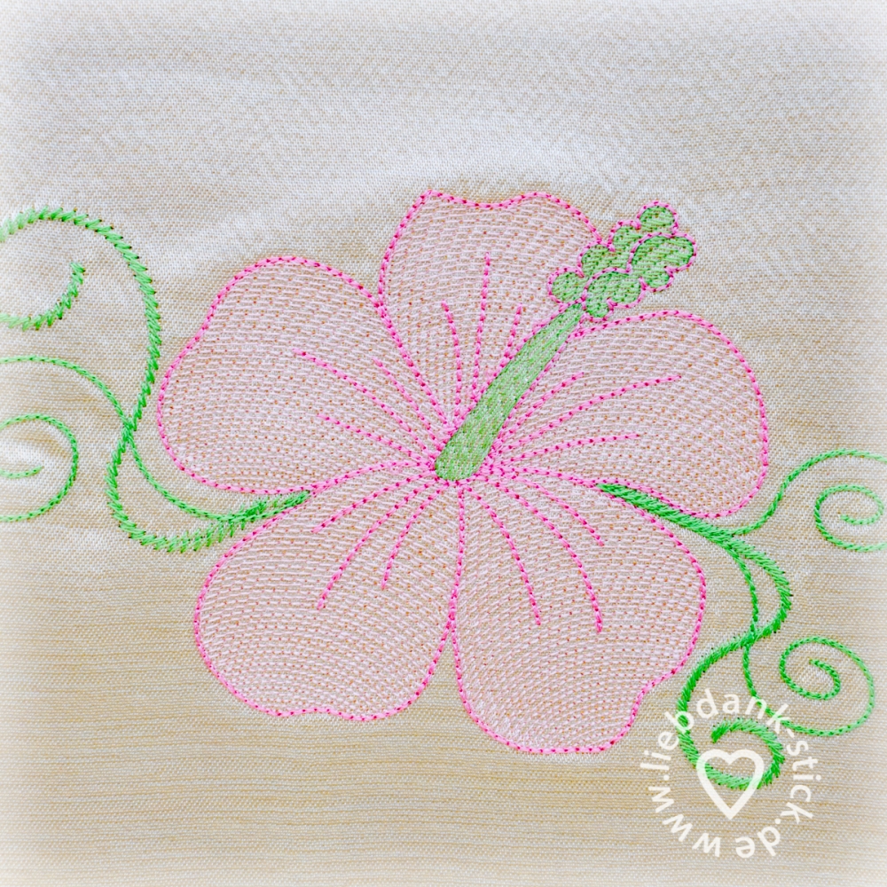 Bild 1 von Stickmuster - Set, Transparente Blumen, Hibiskus (5 Motive) 10x10 + 13x18 Rahmen