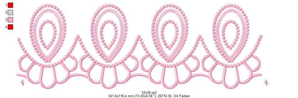 Bild 1 von Paisley Endlosborte, Spitzenborte 12x12 + 13x18 + 16x24 + 20x36 + Ornament 12x12