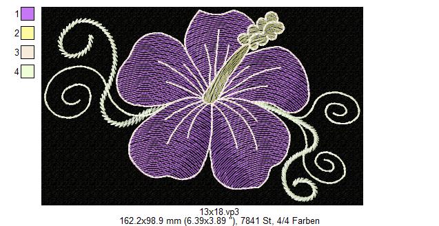 Bild 1 von Stickmuster - Set, Transparente Blumen, Hibiskus (5 Motive) 10x10 + 13x18 Rahmen