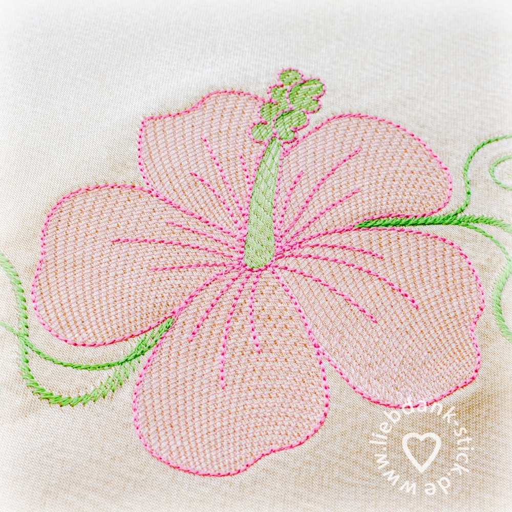 Bild 1 von Stickmuster - Set, Transparente Blumen, Hibiskus (5 Motive) 10x10 + 13x18 Rahmen