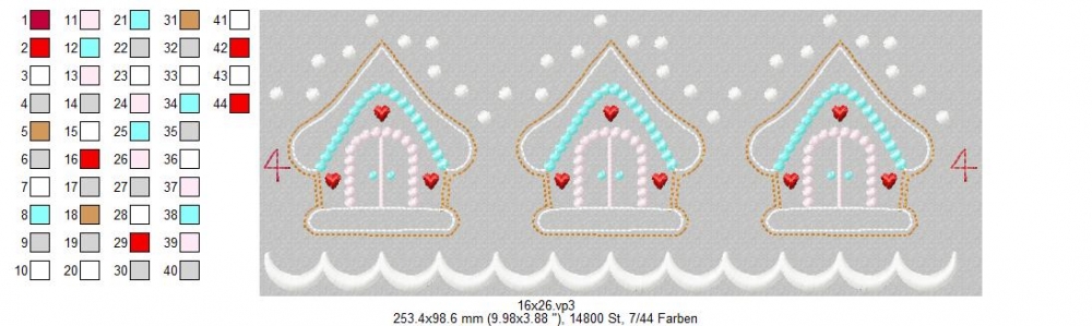 Bild 1 von  Festonbortenset  Lebkuchenhaus 10x10 + 13x18 + 16x26, Endlosornament, Endlosborte