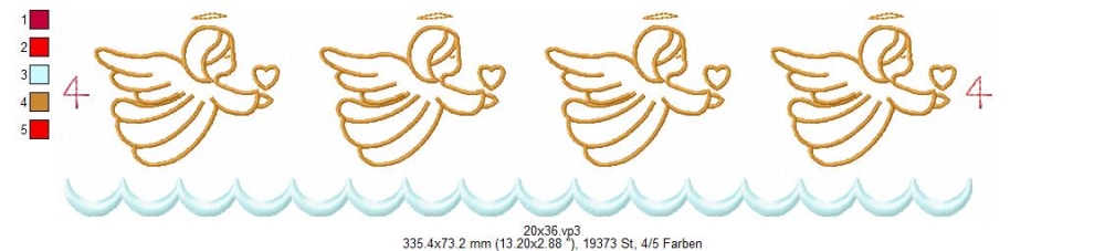 Bild 1 von  Festonborten-Set Engel 10x10 + 13x18 + 16x26 + 20x36, Endlosornament, Endlosborte