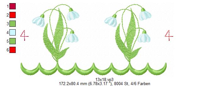 Bild 1 von  Festonborten-Set Schneeglöckchen 10x10 + 13x18 + 16x26 + 20x36, Endlosornament, Endlosborte