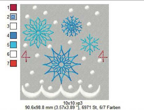 Bild 1 von  Festonbortenset  Schneeflocken 10x10 + 13x18 + 16x26 + 20x36, Endlosornament, Endlosborte