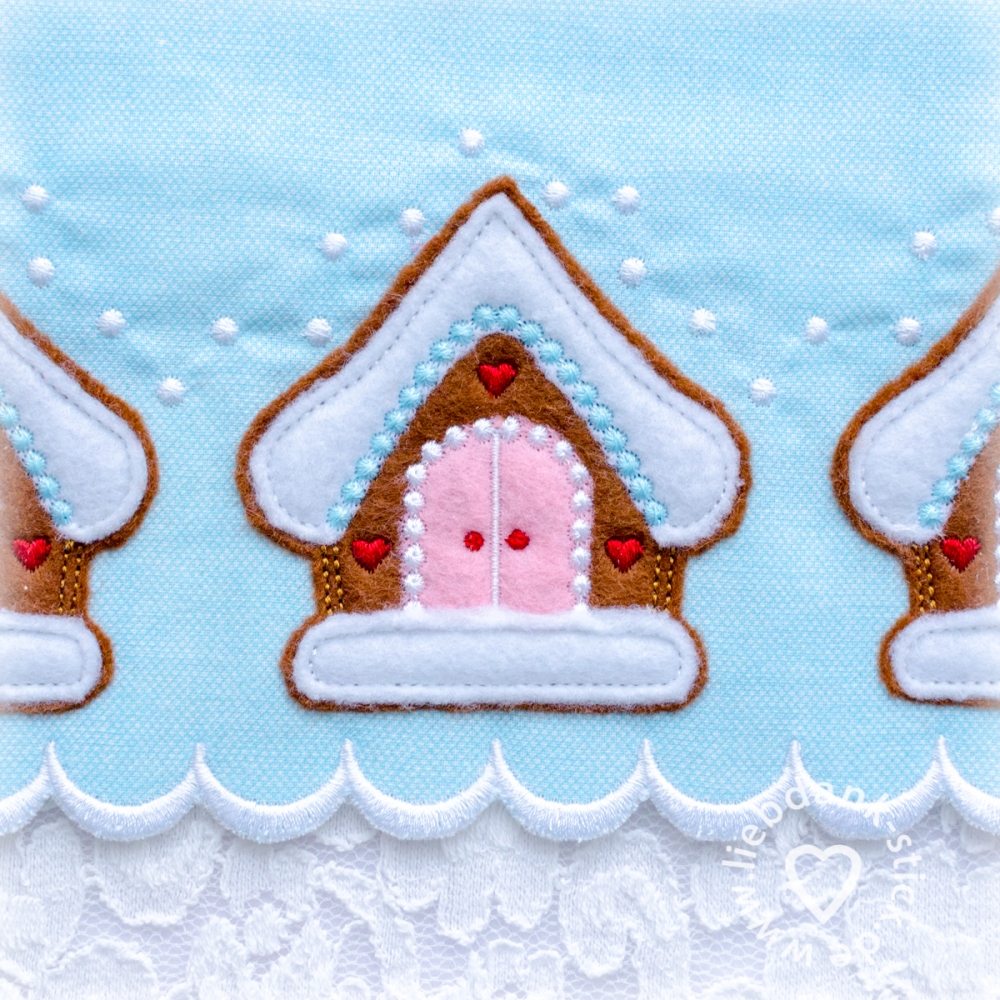 Bild 1 von  Festonbortenset  Lebkuchenhaus 10x10 + 13x18 + 16x26, Endlosornament, Endlosborte