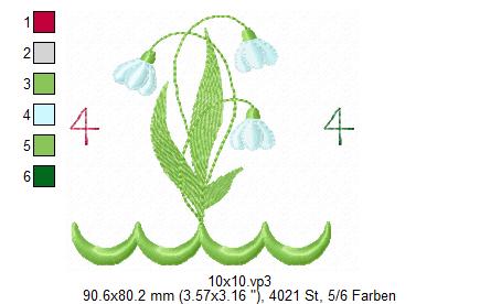 Bild 1 von  Festonborten-Set Schneeglöckchen 10x10 + 13x18 + 16x26 + 20x36, Endlosornament, Endlosborte