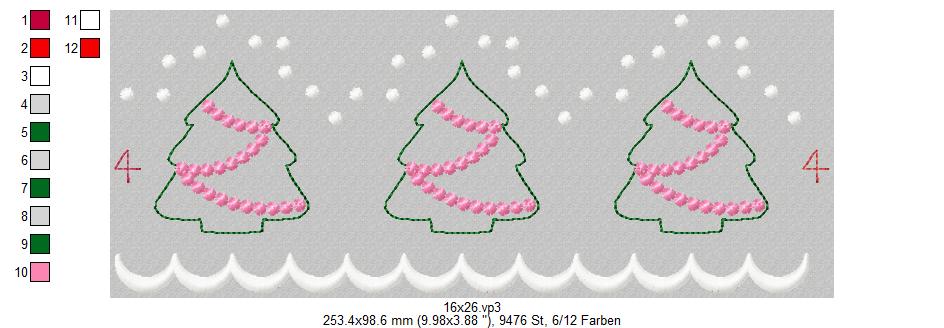 Bild 1 von  Festonbortenset  Tannenbaum 10x10 + 13x18 + 16x26, Endlosornament, Endlosborte