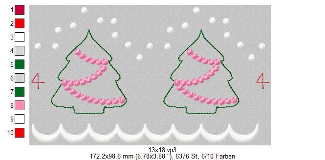 Bild 1 von  Festonbortenset  Tannenbaum 10x10 + 13x18 + 16x26, Endlosornament, Endlosborte